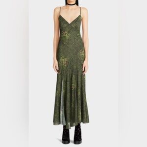 Betsey Johnson Green Leopard Print Maxi Dress NWT! L! Sold out in stores!